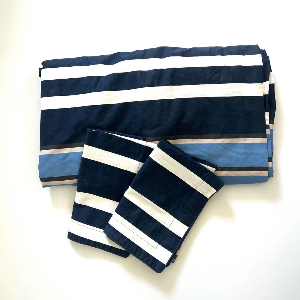 Tommy Hilfiger heavy weight stripped cotton duvet cover and 2 shams